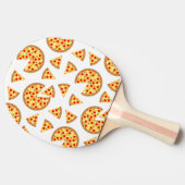 Koele leuke pizza en plakjes patroon op wit tafeltennisbatje (Zijkant)