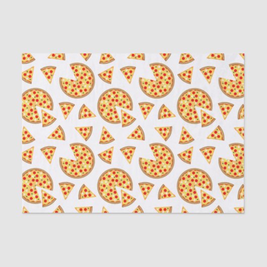 Koele leuke pizza en plakjes patroon op wit tissuepapier (Voorkant)
