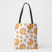 Koele leuke pizza en plakjes patroon op wit tote bag (Voorkant)