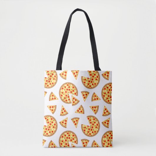 Koele leuke pizza en plakjes patroon op wit tote bag (Voorkant)