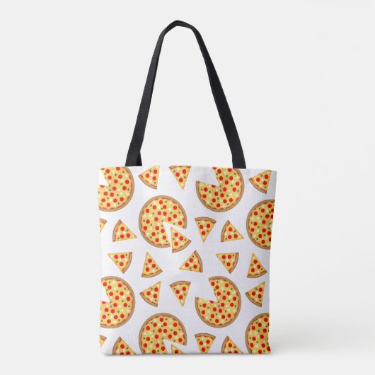 Koele leuke pizza en plakjes patroon op wit tote bag (Achterkant)