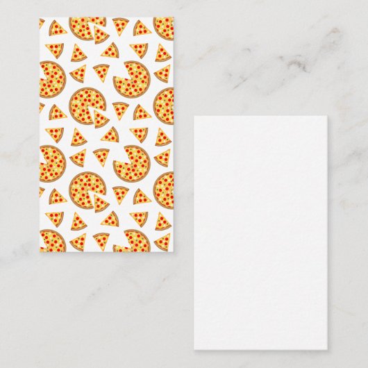 Koele leuke pizza en plakjes patroon op wit visitekaartje (Voorkant / Achterkant)