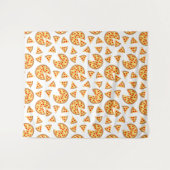Koele leuke pizza en plakjes patroon op wit wandkleed (Voorkant (horizontaal))
