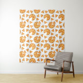 Koele leuke pizza en plakjes patroon op wit wandkleed (In situ)