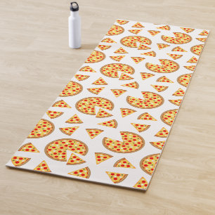 Koele leuke pizza en plakjes patroon op wit yogamat