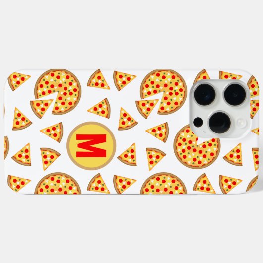 Koele leuke pizza en plakjes patroon wit Monogram Case-Mate iPhone Case (Achterkant (horizontaal))
