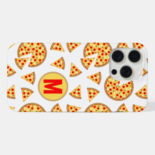 Koele leuke pizza en plakjes patroon wit Monogram iPhone Hoesje (Achterkant horizontaal)