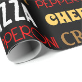 Koele leuke pizza pepperoni kaas korst tekst patro cadeaupapier (Rol Hoek)