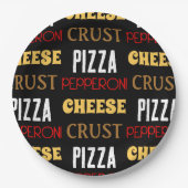Koele leuke pizza pepperoni kaas korst tekst patro papieren bordje (Voorkant)