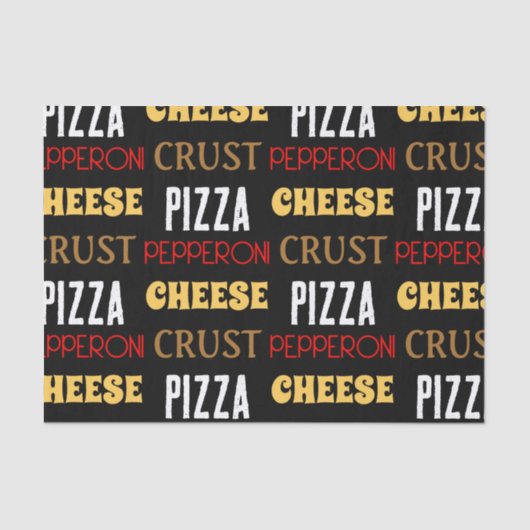Koele leuke pizza pepperoni kaas korst tekst patro tissuepapier (Voorkant)