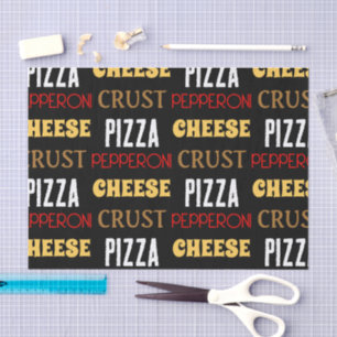 Koele leuke pizza pepperoni kaas korst tekst patro tissuepapier