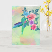 Koele leuke trendy watercolourskolibrie bloemen kaart (Gele Bloem)