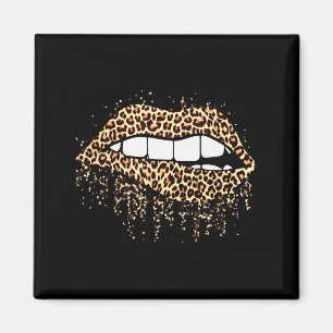 Koele lippen bijten kus me luipaardprint jachtluip magneet