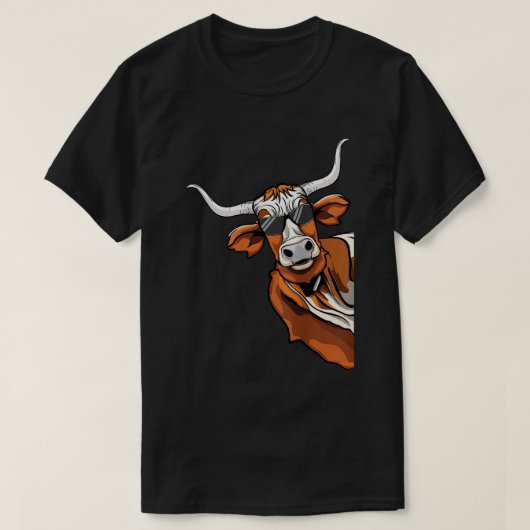 Koele Longhorn Cowboy Zonnebril Western Texas T-shirt (Design voorkant)