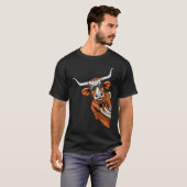 Koele Longhorn Cowboy Zonnebril Western Texas T-shirt (Voorkant volledig)