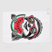 Koele luiaard die watermeloen eet golfhanddoek (Horizontaal)