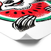 Koele luiaard die watermeloen eet poster (Hoek)