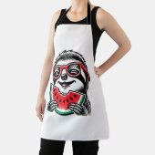 Koele luiaard die watermeloen eet schort (Insitu)