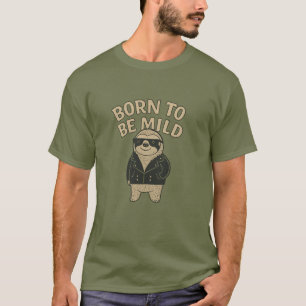 Koele Luiaard in Leather Jacket Pose T-shirt