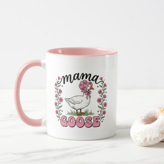 Koele Mama gans woordkunst Mok (Met donut)