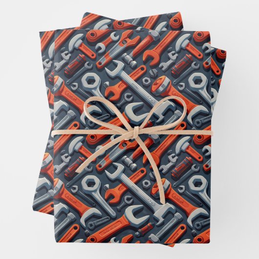 Koele mannen tool patroonpartij inpakpapier vel (In situ)