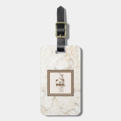 Koele marmer textuur, met monogram gepersonaliseer bagagelabel (Voorkant verticaal)