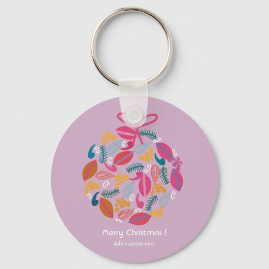 koele meisjesachtige roze kerst aangepaste sleutelhanger (Voorkant)