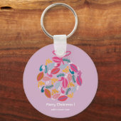 koele meisjesachtige roze kerst aangepaste sleutelhanger (Voorkant)