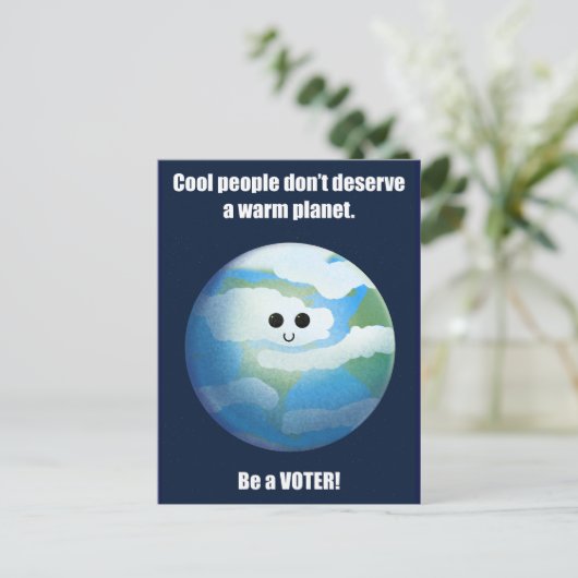 Koele mensen warme planeet briefkaart (Staand voorkant)