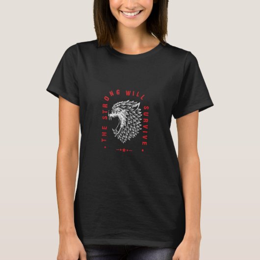 Koele middeleeuwse wolf pack dier sterk zal overle t-shirt (Voorkant)