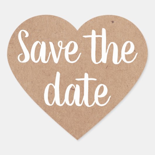 Koele Minimale Gedrukte Kraft Wit Save the Date Hart Sticker (Voorkant)