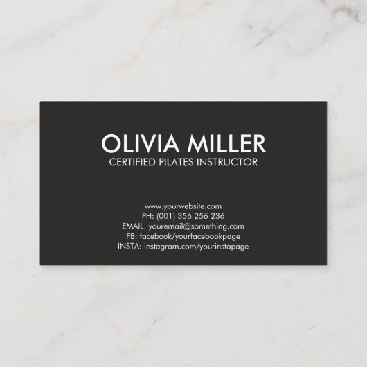 Koele minimale Pilates instructeur Visitekaartje (Achterkant)