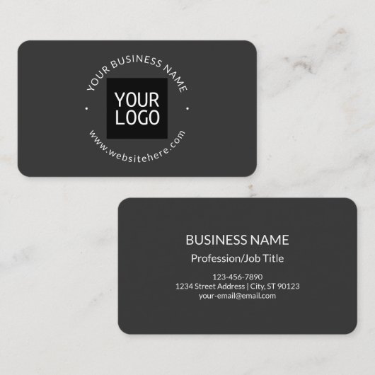 Koele minimalistische sjabloon | donkergrijs visitekaartje (Voorkant / Achterkant)