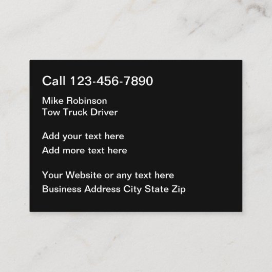 Koele moderne auto slepen en repareren visitekaartje (Achterkant)
