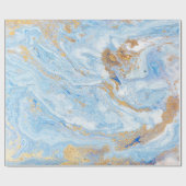 Koele moderne blauwe gouden marmeren steen textuur cadeaupapier (Vlak)
