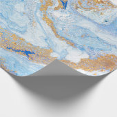 Koele moderne blauwe gouden marmeren steen textuur cadeaupapier (Hoek)