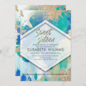 Koele moderne blush waterverf glitterij kaart (Voorkant / Achterkant)