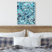 Koele, moderne digitale kunst van blauwe waterverf canvas afdruk (Insitu (Slaapkamer))