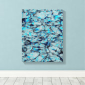Koele, moderne digitale kunst van blauwe waterverf canvas afdruk (Insitu (Houten vloer))