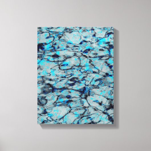 Koele, moderne digitale kunst van blauwe waterverf canvas afdruk (Voorkant)