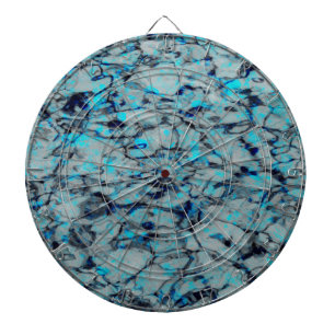 Koele, moderne digitale kunst van blauwe waterverf dartbord