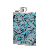 Koele, moderne digitale kunst van blauwe waterverf heupfles (Links)