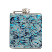 Koele, moderne digitale kunst van blauwe waterverf heupfles (Voorkant)