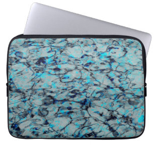 Koele, moderne digitale kunst van blauwe waterverf laptop sleeve