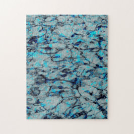 Koele, moderne digitale kunst van blauwe waterverf legpuzzel