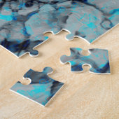Koele, moderne digitale kunst van blauwe waterverf legpuzzel (Zijkant)