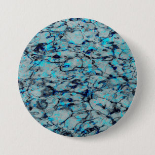Koele, moderne digitale kunst van blauwe waterverf ronde button 7,6 cm