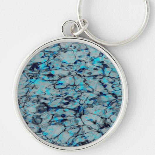 Koele, moderne digitale kunst van blauwe waterverf sleutelhanger (Voorkant)