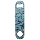 Koele, moderne digitale kunst van blauwe waterverf speed flessenopener (Achterkant)
