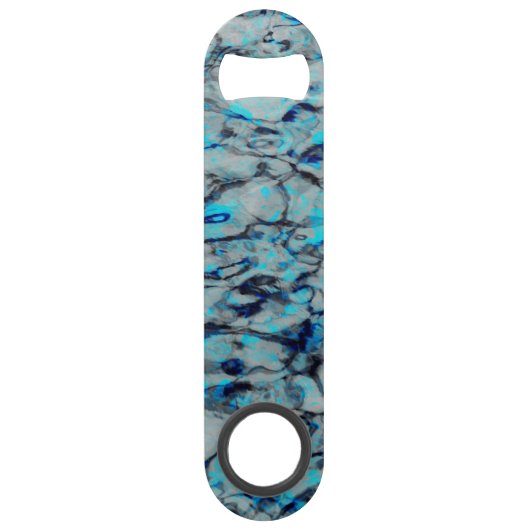 Koele, moderne digitale kunst van blauwe waterverf speed flessenopener (Voorkant)
